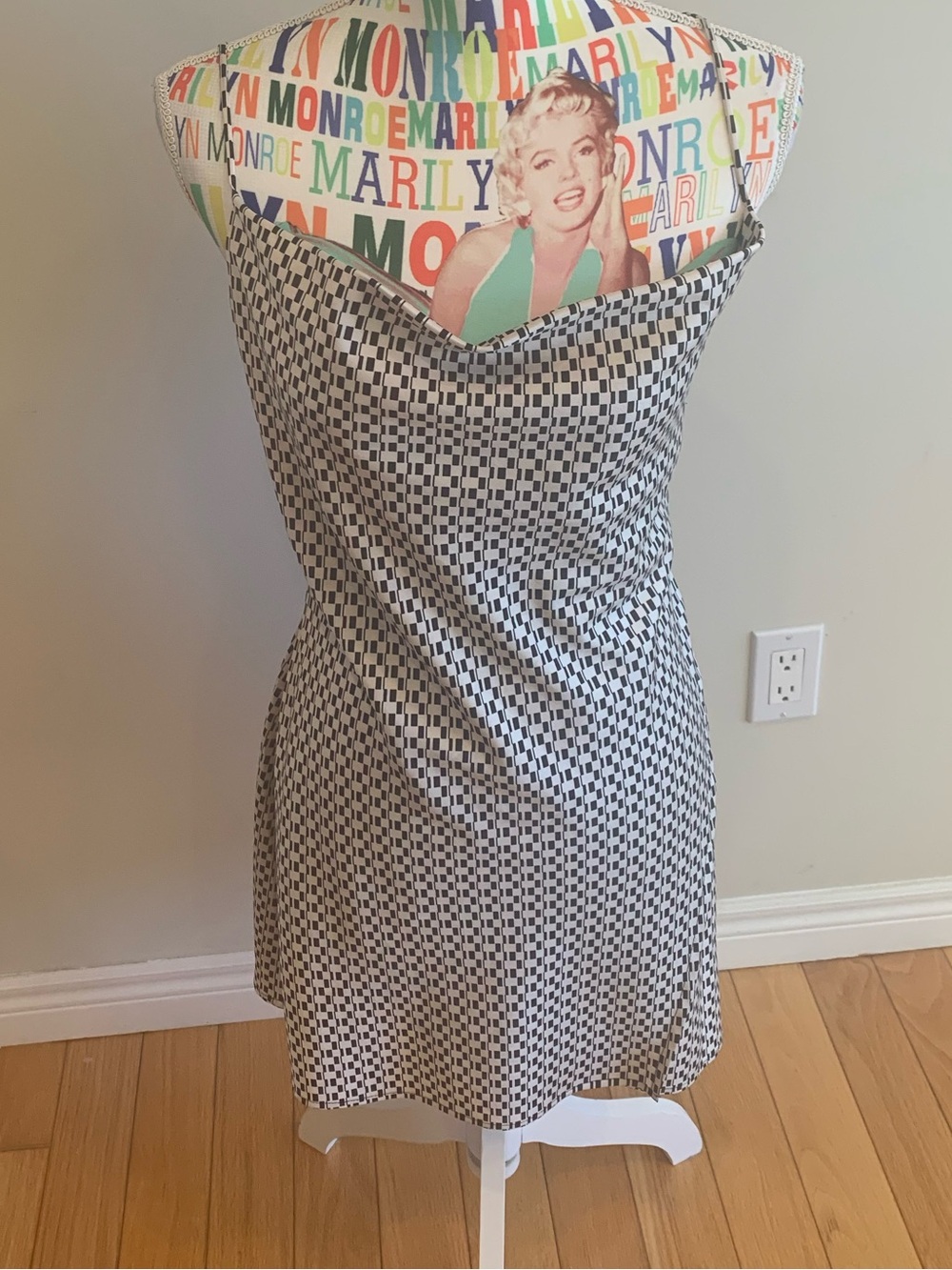 Dynamite Black and White Check Strapless Slip Dress